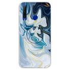For Huawei P Smart+ 2019 Embossed Varnished Marble TPU Protective Case with Holder(Gold Line Blue) - 1