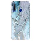 For Huawei P Smart+ 2019 Embossed Varnished Marble TPU Protective Case with Holder(Silver Blue) - 1