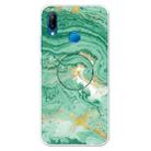 For Huawei P20 Lite Embossed Varnished Marble TPU Protective Case with Holder(Dark Green) - 1