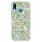 For Huawei P20 Lite Embossed Varnished Marble TPU Protective Case with Holder(Light Green) - 1