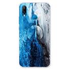 For Huawei P20 Lite Embossed Varnished Marble TPU Protective Case with Holder(Dark Blue) - 1