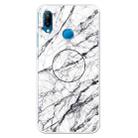 For Huawei P20 Lite Embossed Varnished Marble TPU Protective Case with Holder(White) - 1