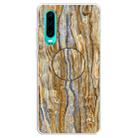 For Huawei P30 Embossed Varnished Marble TPU Protective Case with Holder(Brown) - 1