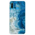 For Huawei P30 Lite Embossed Varnished Marble TPU Protective Case with Holder(Light Blue) - 1