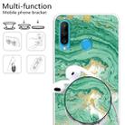 For Huawei P30 Lite Embossed Varnished Marble TPU Protective Case with Holder(Dark Green) - 1