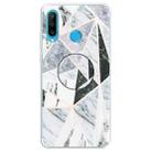 For Huawei P30 Lite Embossed Varnished Marble TPU Protective Case with Holder(Polytriangle) - 1