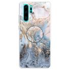 For Huawei P30 Pro Embossed Varnished Marble TPU Protective Case with Holder(Gold Grey) - 1