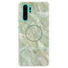For Huawei P30 Pro Embossed Varnished Marble TPU Protective Case with Holder(Light Green) - 1