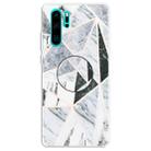 For Huawei P30 Pro Embossed Varnished Marble TPU Protective Case with Holder(Polytriangle) - 1