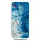 For Huawei Honor 8S Embossed Varnished Marble TPU Protective Case with Holder(Light Blue) - 1