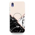 For Huawei Honor 8S Embossed Varnished Marble TPU Protective Case with Holder(Black White Pink) - 1