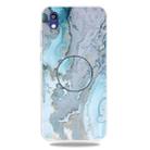 For Huawei Honor 8S Embossed Varnished Marble TPU Protective Case with Holder(Silver Blue) - 1