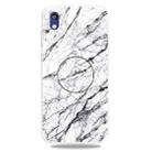 For Huawei Honor 8S Embossed Varnished Marble TPU Protective Case with Holder(White) - 1