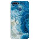 For Huawei Y6 Prime (2018) Embossed Varnished Marble TPU Protective Case with Holder(Light Blue) - 1