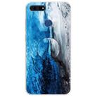 For Huawei Y6 Prime (2018) Embossed Varnished Marble TPU Protective Case with Holder(Dark Blue) - 1