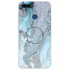 For Huawei Y6 Prime (2018) Embossed Varnished Marble TPU Protective Case with Holder(Silver Blue) - 1