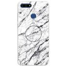 For Huawei Y6 Prime (2018) Embossed Varnished Marble TPU Protective Case with Holder(White) - 1