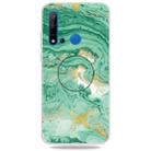 For Huawei P20 lite (2019) Embossed Varnished Marble TPU Protective Case with Holder(Dark Green) - 1