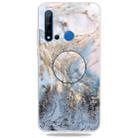 For Huawei P20 lite (2019) Embossed Varnished Marble TPU Protective Case with Holder(Gold Grey) - 1