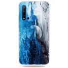 For Huawei P20 lite (2019) Embossed Varnished Marble TPU Protective Case with Holder(Dark Blue) - 1