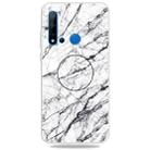 For Huawei P20 lite (2019) Embossed Varnished Marble TPU Protective Case with Holder(White) - 1