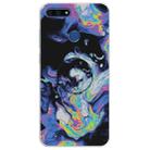 For Huawei Honor 7A Embossed Varnished Marble TPU Protective Case with Holder(Deep Purple) - 1