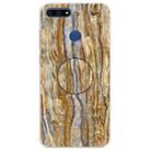 For Huawei Honor 7A Embossed Varnished Marble TPU Protective Case with Holder(Brown) - 1