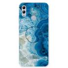 For Huawei Honor 10 Lite Embossed Varnished Marble TPU Protective Case with Holder(Light Blue) - 1