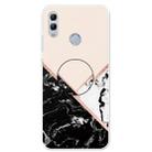 For Huawei Honor 10 Lite Embossed Varnished Marble TPU Protective Case with Holder(Black White Pink) - 1