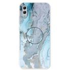 For Huawei Honor 10 Lite Embossed Varnished Marble TPU Protective Case with Holder(Silver Blue) - 1