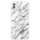 For Huawei Honor 10 Lite Embossed Varnished Marble TPU Protective Case with Holder(White) - 1