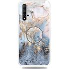 For Huawei Honor 20 Embossed Varnished Marble TPU Protective Case with Holder(Gold Grey) - 1