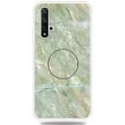 For Huawei Honor 20 Embossed Varnished Marble TPU Protective Case with Holder(Light Green) - 1