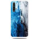 For Huawei Honor 20 Embossed Varnished Marble TPU Protective Case with Holder(Dark Blue) - 1