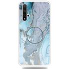 For Huawei Honor 20 Embossed Varnished Marble TPU Protective Case with Holder(Silver Blue) - 1