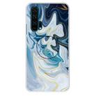 For Huawei Honor 20 Pro Embossed Varnished Marble TPU Protective Case with Holder(Gold Line Blue) - 1