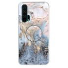 For Huawei Honor 20 Pro Embossed Varnished Marble TPU Protective Case with Holder(Gold Grey) - 1