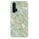 For Huawei Honor 20 Pro Embossed Varnished Marble TPU Protective Case with Holder(Light Green) - 1