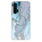 For Huawei Honor 20 Pro Embossed Varnished Marble TPU Protective Case with Holder(Silver Blue) - 1