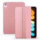 For iPad mini 6 3-folding Horizontal Flip Honeycomb TPU Shockproof + PU Leather Tablet Case with Holder(Rose Gold) - 1