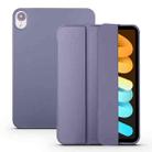 For iPad mini 6 3-folding Horizontal Flip Honeycomb TPU Shockproof + PU Leather Tablet Case with Holder(Lavender Gray) - 1