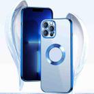 For iPhone 13 9D Electroplated Edge Metal Ring Clear PC + TPU Shockproof Case(Sierra Blue) - 3