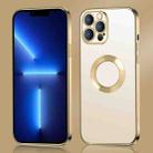 For iPhone 11 9D Electroplated Edge Metal Ring Clear PC + TPU Shockproof Case (Gold) - 1