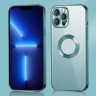 For iPhone 11 Pro Max 9D Electroplated Edge Metal Ring Clear PC + TPU Shockproof Case (Navy Blue) - 1