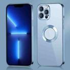 For iPhone 11 Pro Max 9D Electroplated Edge Metal Ring Clear PC + TPU Shockproof Case (Sierra Blue) - 1