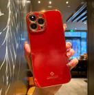 Electroplating Metal Frame Precise Hole TPU Protective Case For iPhone 13 mini(Red) - 1