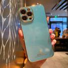 Electroplating Metal Frame Precise Hole TPU Protective Case For iPhone 13(Light Blue) - 1