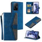 For Xiaomi Mi 11T Stitching Calf Texture Horizontal Flip Leather Case with Holder & Card Slots & Wallet(Blue) - 1