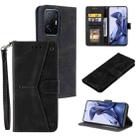 For Xiaomi Mi 11T Stitching Calf Texture Horizontal Flip Leather Case with Holder & Card Slots & Wallet(Black) - 1