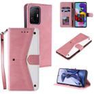 For Xiaomi Mi 11T Stitching Calf Texture Horizontal Flip Leather Case with Holder & Card Slots & Wallet(Rose Gold) - 1